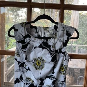 🦋 DBY LTD. Cap Sleeve Black White Yellow Floral Mini Dress w Pockets